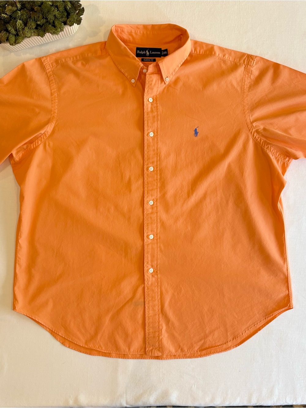 Polo Ralph Lauren Classic Fit Shirt 2XL Orange Coral Short Sleeve Button Up